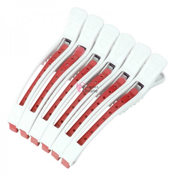 Clesti de coafor Crocodil CRD10 Alb cu Rosu, 6 bucati